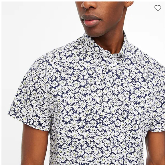 NWT J. Crew Men's Navy & White Short-Sleeve Floral/Daisy-Print Shirt - SIZE L - Picture 4 of 7